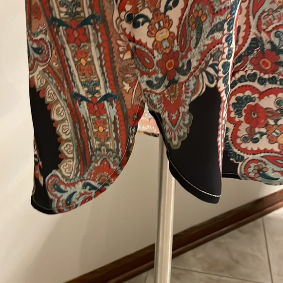 SHEIN multi paisley floral Boho satin feel button down shirt oversized Small - Picture 5 of 11